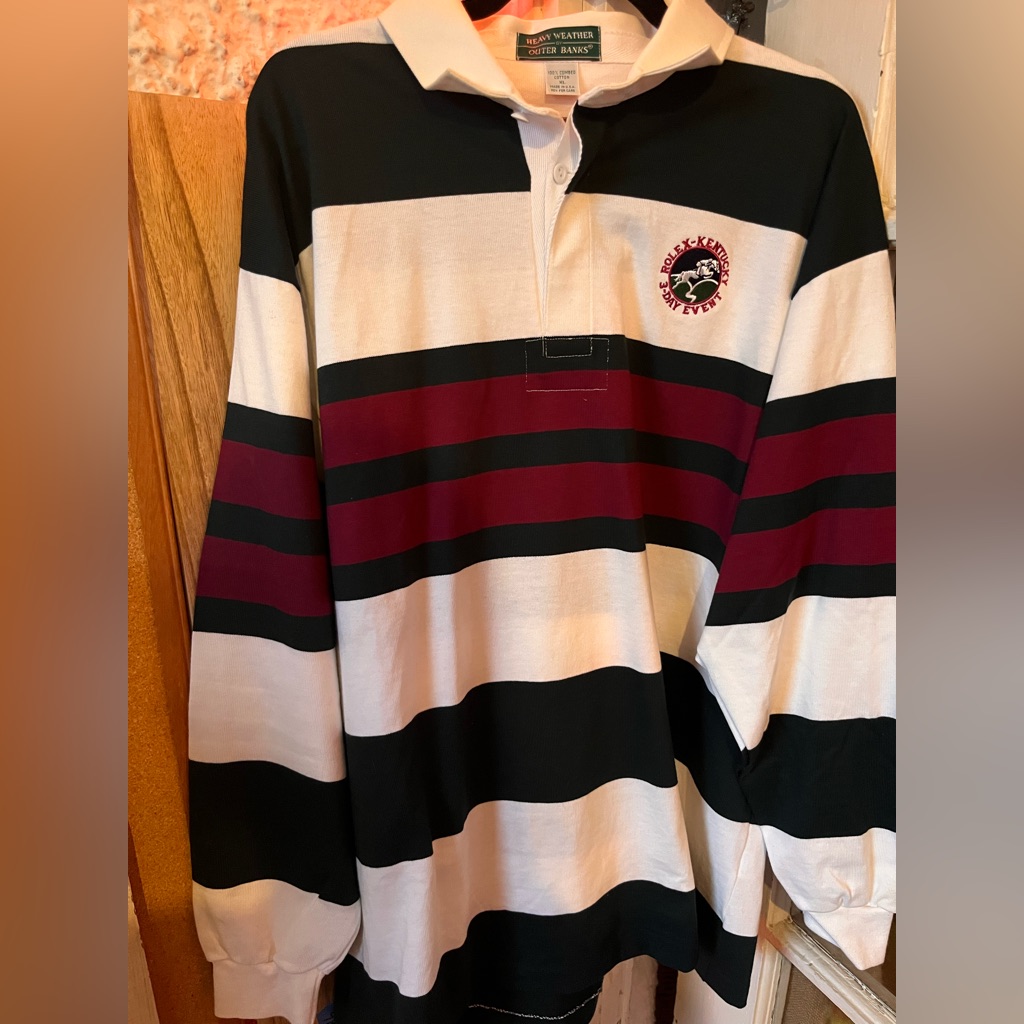 Rare Vintage New RolexKentucky Striped Rugby Shirt With Embroidered Logo